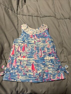 Lilly Pulitzer Blue Dress with Pink Sailboat Print